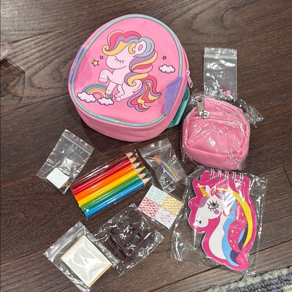 Other - Dolls Pink Unicorn Kids Backpack and Stationery Set